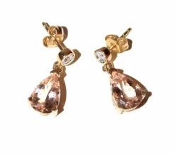 Boucles d'oreilles morganites et diamants