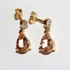 Boucles d'oreilles morganites et diamants