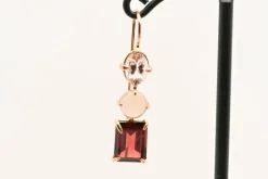 Boucles d'oreilles Morganite, Agate Grise, Grenat