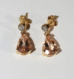Boucles d'oreilles morganites et diamants