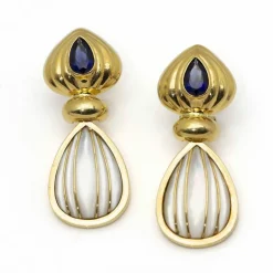 Boucles d'oreilles Nacre, saphir, or jaune