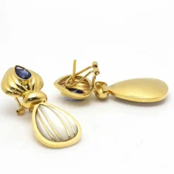 Boucles d'oreilles Nacre, saphir, or jaune