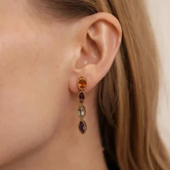 BOUCLES D'OREILLES NAVETTE PIERRES FINES