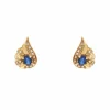 Boucles d'oreilles noeud saphirs diamants or jaune