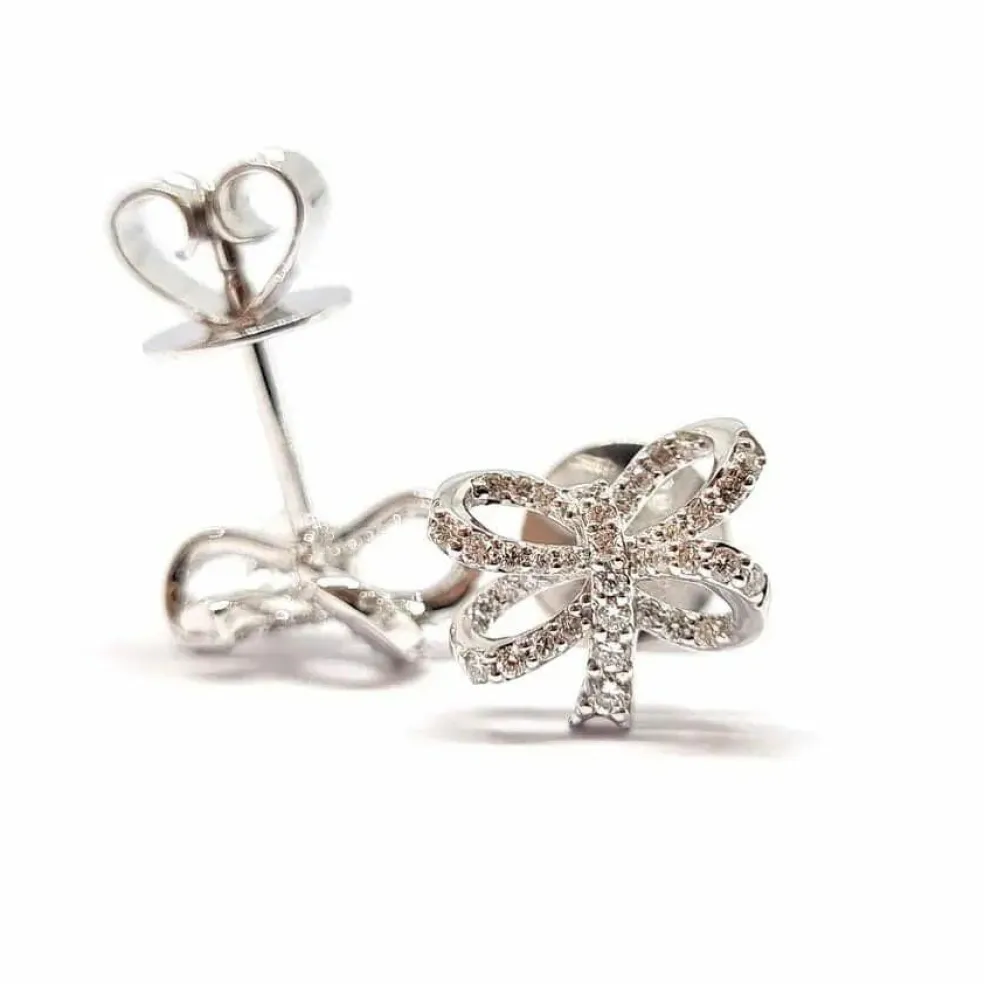 Boucles d'oreilles noeuds diamants or blanc