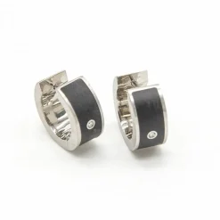 Boucles d'oreilles NOIR en Acier, Diamants et Céramique