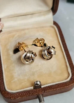 Boucles d'oreilles nœuds or jaune et blanc