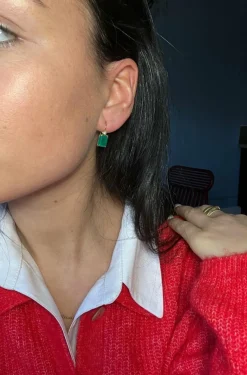 Boucles d'oreilles Onyx Vert, Diamants