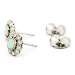 Boucles d'Oreilles Opale Diamant Platine