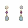 Boucles d'oreilles opales grenats pendantes