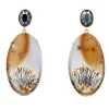 Boucles d'oreilles or agates à dendrite et hématite