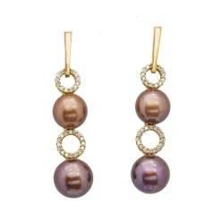 Boucles d'oreilles ORÊ avec Diamants et Perles. Tout neuf.