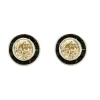 Boucles d'oreilles or blanc, diamants et onyx
