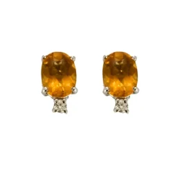 Boucles d'oreilles or blanc saphir jaune diamants