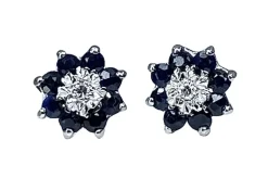 Boucles d’oreilles or blanc saphirs et diamants