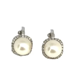 Boucles d'oreilles Or blanc Perles Diamants