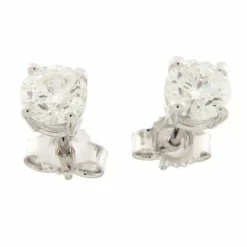 Boucles d'oreilles or blanc diamants certifiés IGI de 1,40 ct I / VVS2