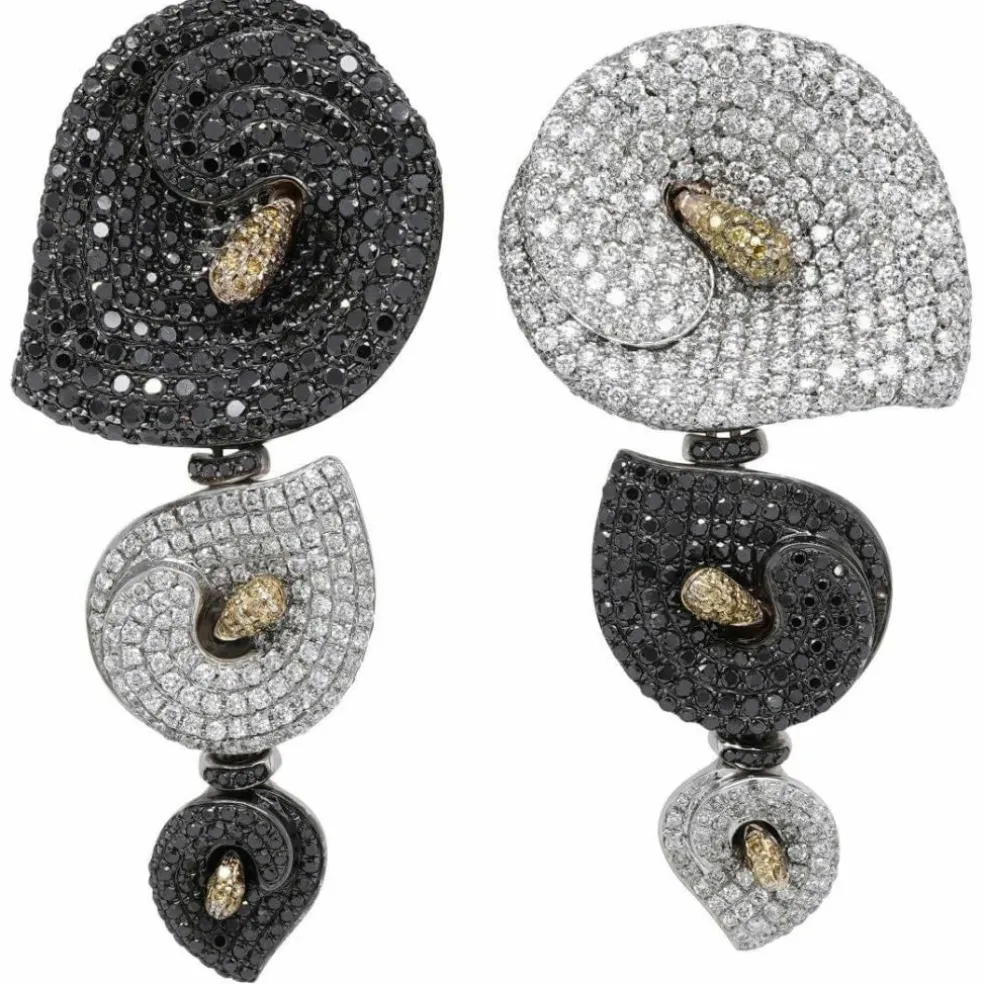 Boucles d'oreilles or blanc diamants