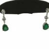 Boucles d'Oreilles or blanc, Emeraudes Diamants