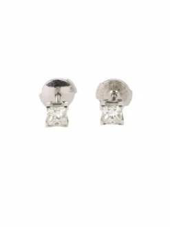 Boucles d'oreilles or blanc diamants taille princesse 0,5 ct