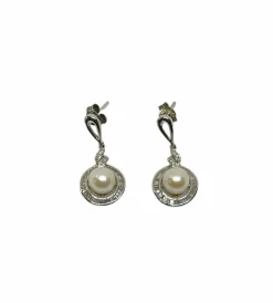 Boucles d’oreilles or blanc perles et diamants