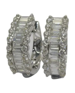Boucles d'oreilles or blanc diamants 2 cts