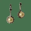 Boucles d’oreilles or blanc perles de culture Akoya dorées