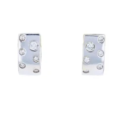Boucles d'oreilles or blanc diamants modernes