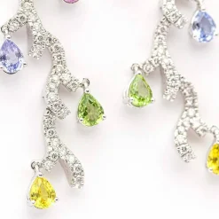 Boucles d'oreilles Or blanc Diamants Saphirs