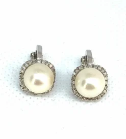Boucles d'oreilles Or blanc Perles Diamants