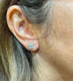 Boucles d’oreilles or blanc diamants