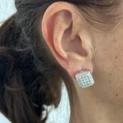 Boucles d'oreilles or blanc et diamants