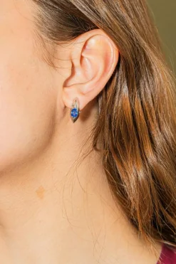 Boucles d'oreilles Or blanc Saphir