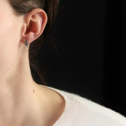 Boucles d'oreilles or blanc diamants modernes