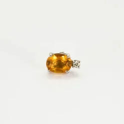 Boucles d'oreilles or blanc saphir jaune diamants