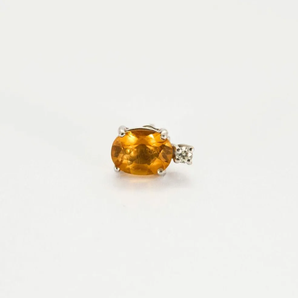 Boucles d'oreilles or blanc saphir jaune diamants