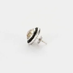 Boucles d'oreilles or blanc, diamants et onyx