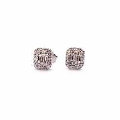 Boucles d’oreilles or blanc diamants