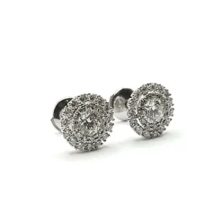Boucles d'oreilles or blanc serties de diamants