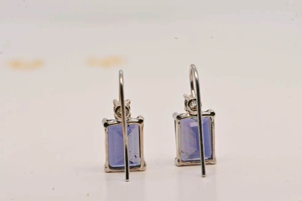 Boucles d'oreilles Or Blanc Iolite Diamants