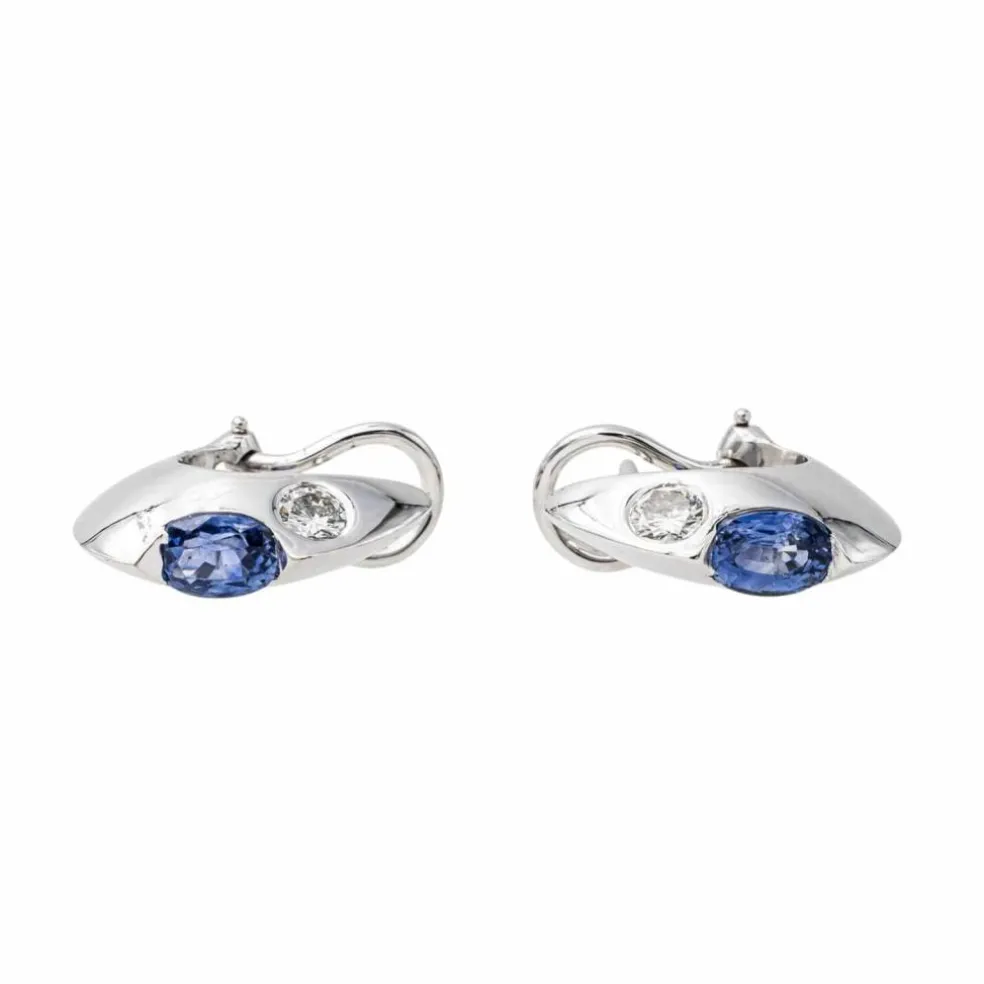 Boucles d'oreilles Or blanc Saphir