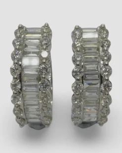 Boucles d'oreilles or blanc diamants 2 cts
