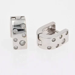 Boucles d'oreilles or blanc diamants modernes