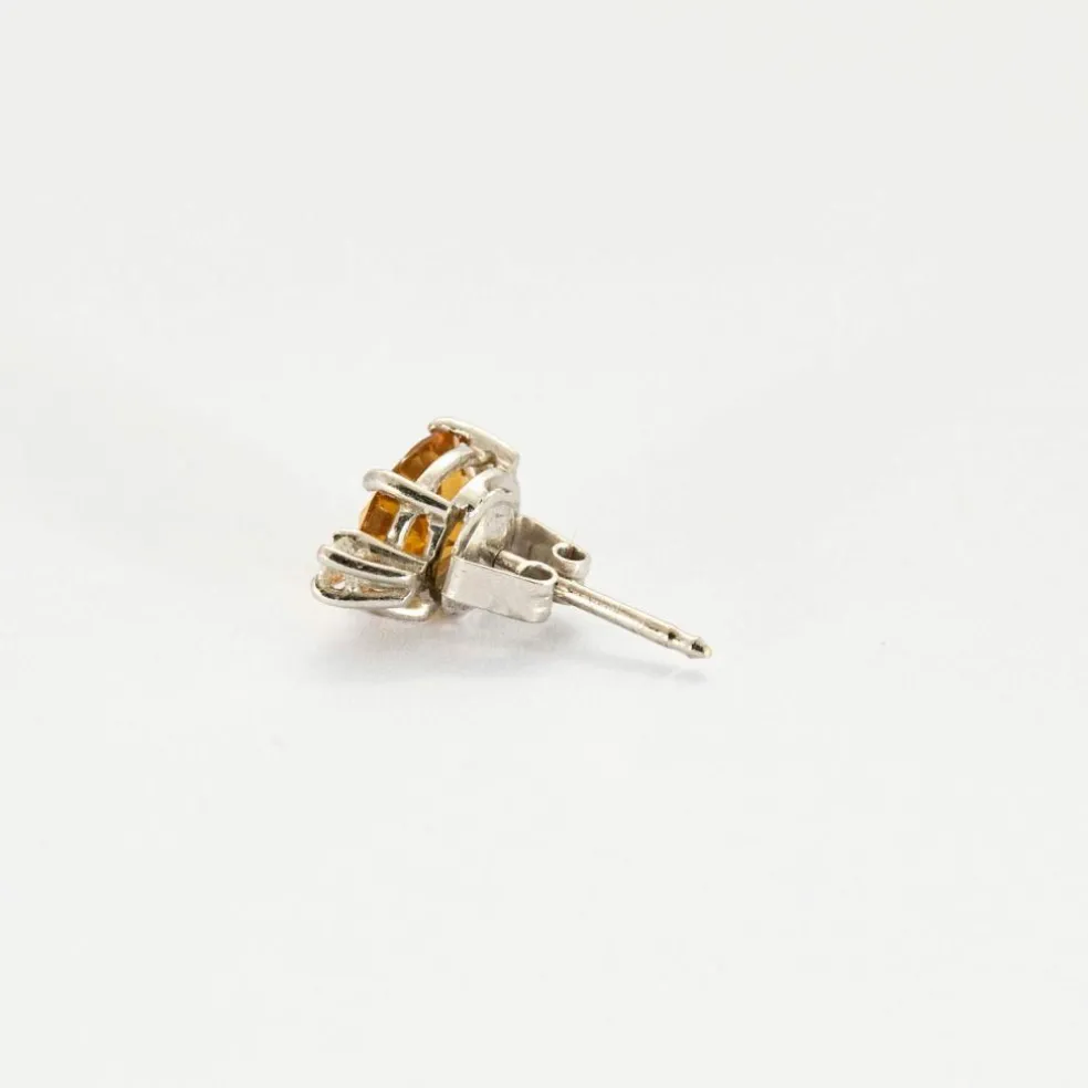 Boucles d'oreilles or blanc saphir jaune diamants