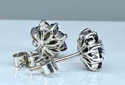 Boucles d’oreilles or blanc saphirs et diamants