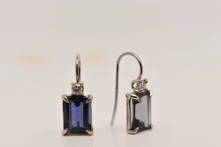 Boucles d'oreilles Or Blanc Iolite Diamants