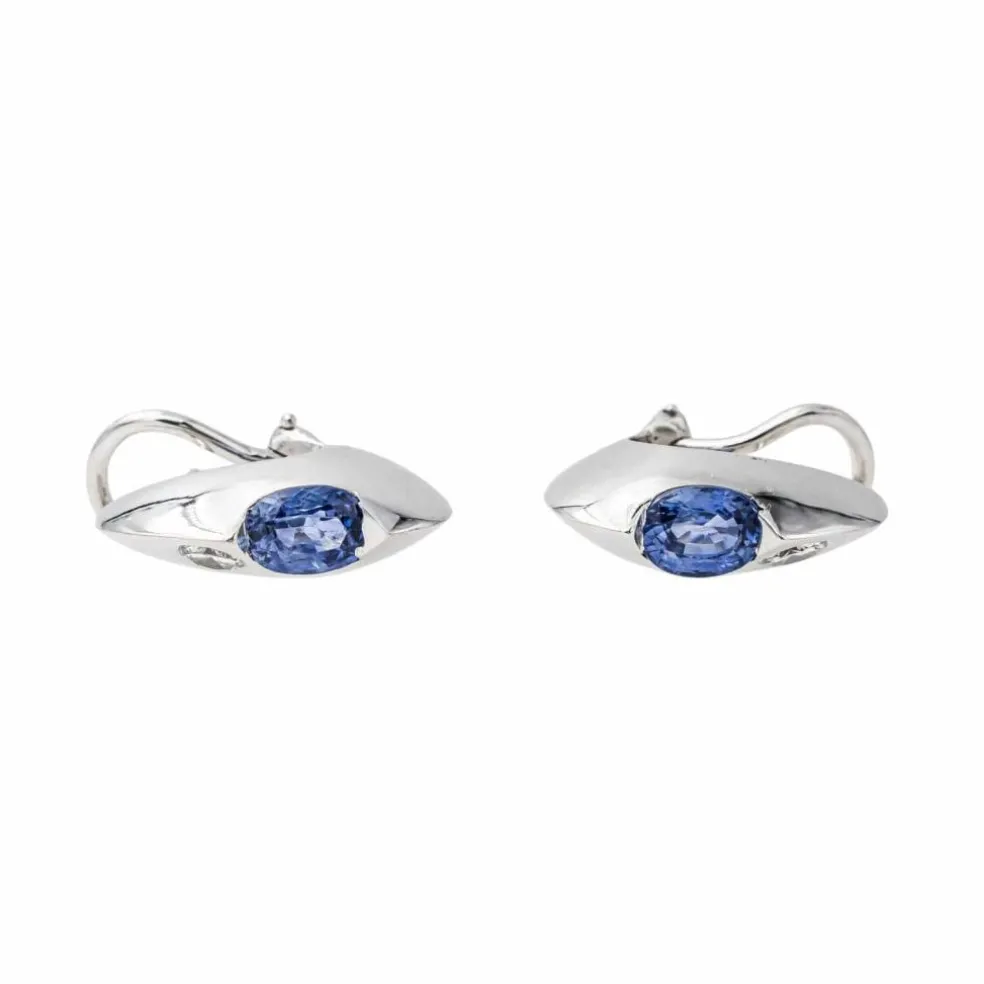 Boucles d'oreilles Or blanc Saphir