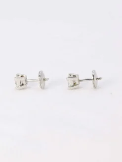 Boucles d'oreilles or blanc diamants taille princesse 0,5 ct