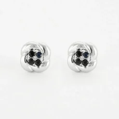 Boucles d'oreilles or blanc saphirs
