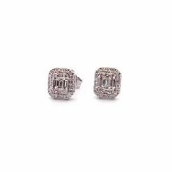 Boucles d’oreilles or blanc diamants